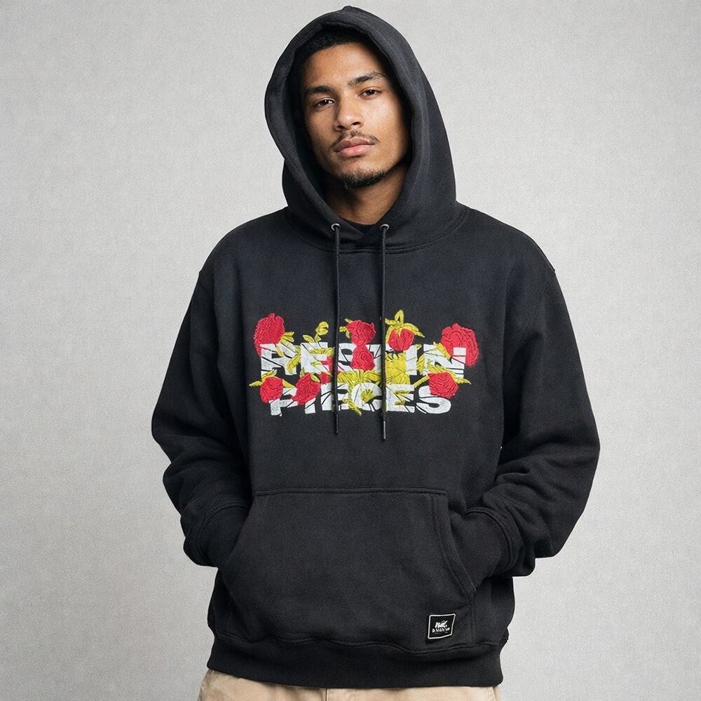 ETHIK Rest In Pieces Hoodie XL Black Embroidered Roses Streetwear NWT Unisex